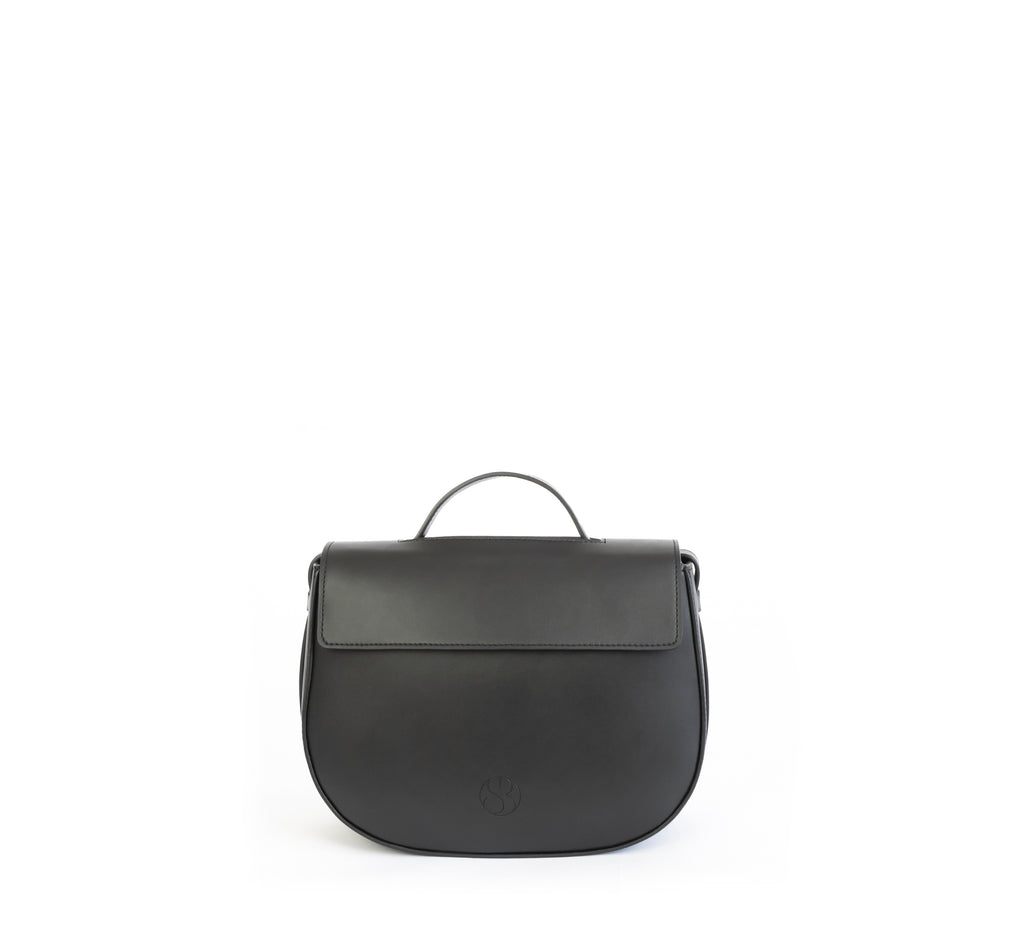 Eco vegan leather crossbody bag by Sydney Brown. Timeless, classic and modern. Front view