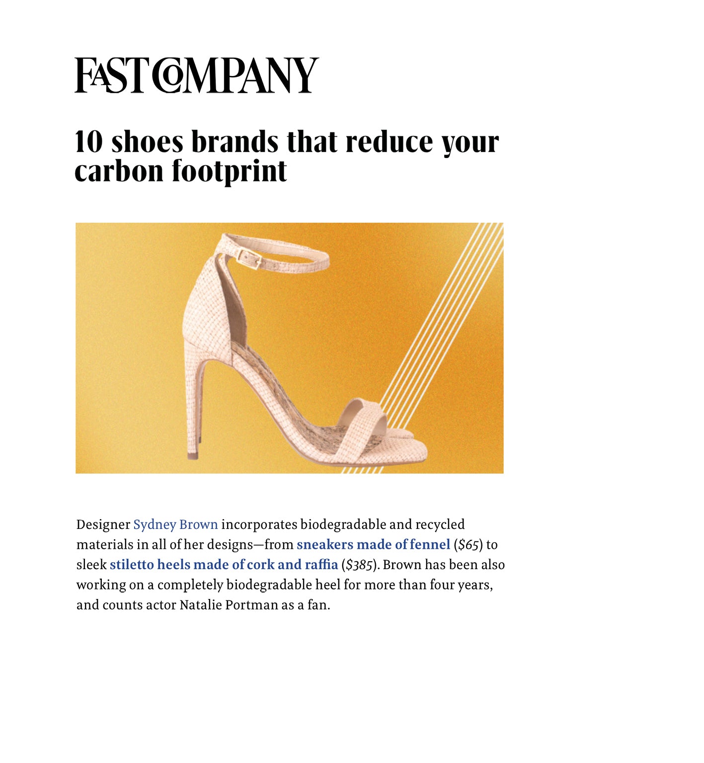 FastCompany x Sydney Brown - 10 shoes brands that reduce your carbon footprint