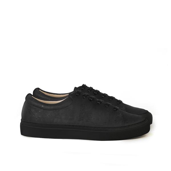 Sydney Brown Vegan, Animal-Free, Non-Leather, Ethical Classic Low Top Sneakers in Charcoal Black Cork, Unisex Style