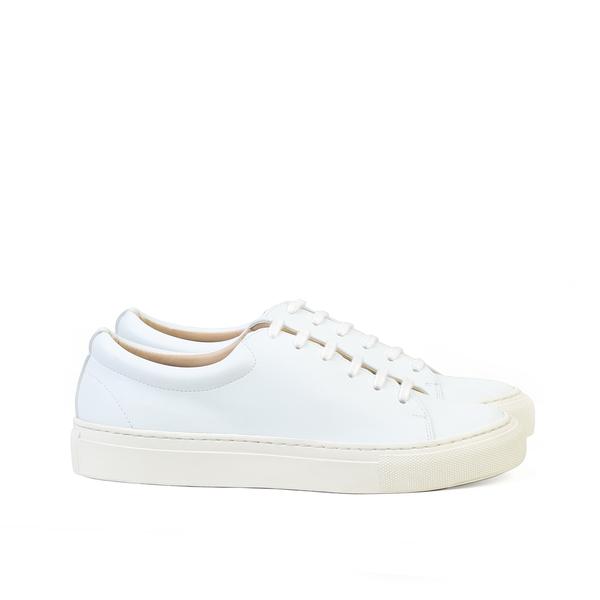 Sydney Brown Vegan, Animal-Free, Non-Leather, Ethical Classic Low Top Sneakers in White Faux-Nappa, Eco-Friendly, Unisex Style