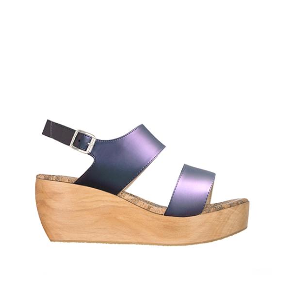 Sydney Brown Vegan, Animal-Free, Non-Leather, Ethical Classic Platform Sandals in Magic Matte Iridescent, Summer Spring