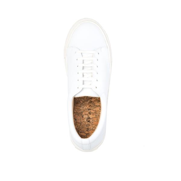 Sydney Brown Vegan, Animal-Free, Non-Leather, Ethical Classic Low Top Sneakers in White Faux-Nappa, Eco-Friendly, Unisex Style