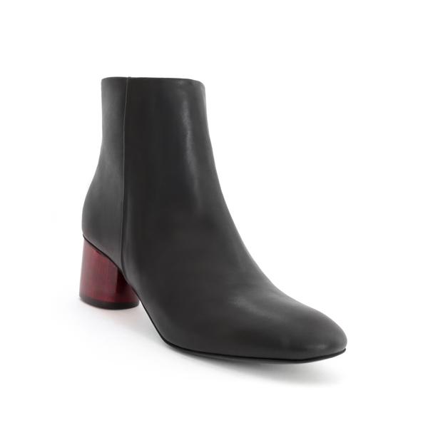 Low Ankle Boot Black Faux-Nappa. Vegan Luxe Ethical Footwear by Sydney Brown. Wine Stained Sustainable Wood Heels. Animal Free. Cruelty-Free. Autumn Winter 2018 Pre Order.